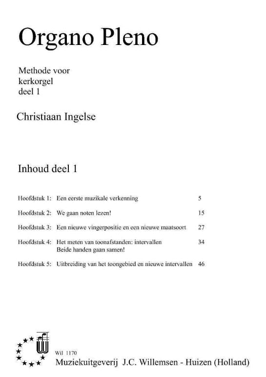 Organo Pleno Deel 1 inhoudsopgave