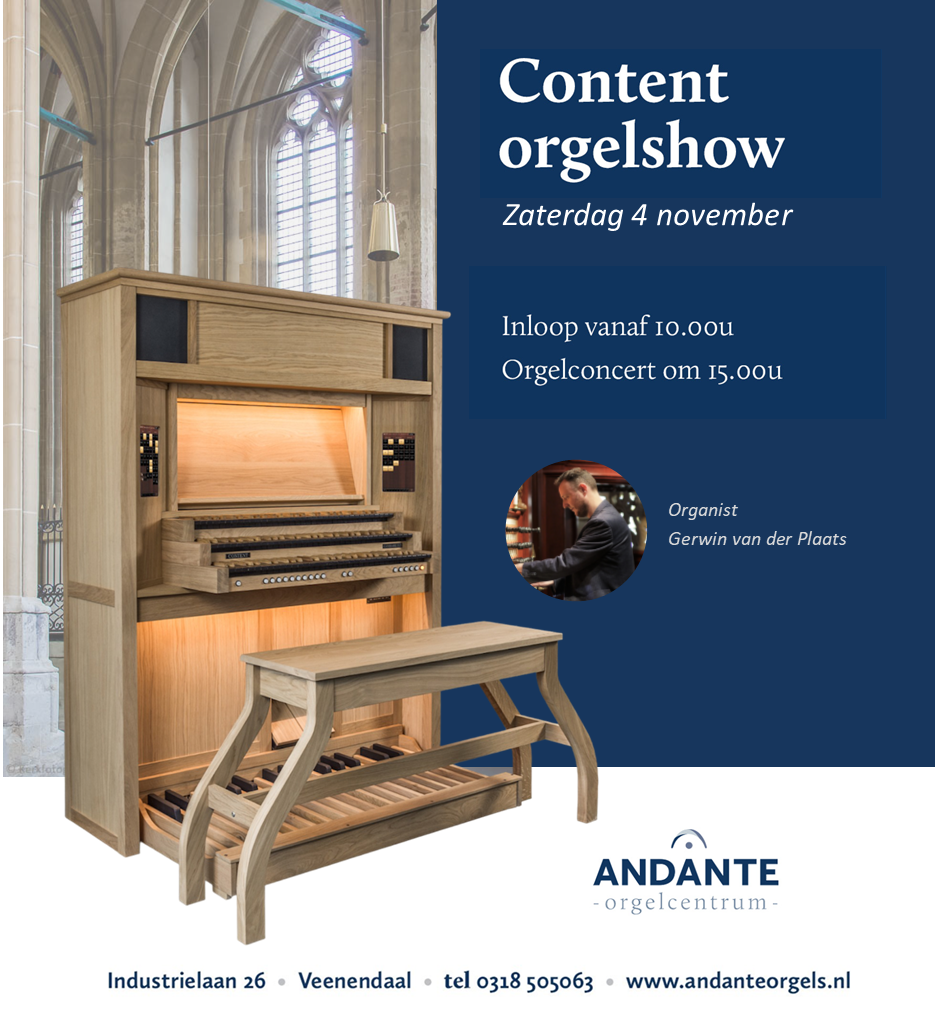 4 november: CONTENT orgelshow met Gerwin van der Plaats!